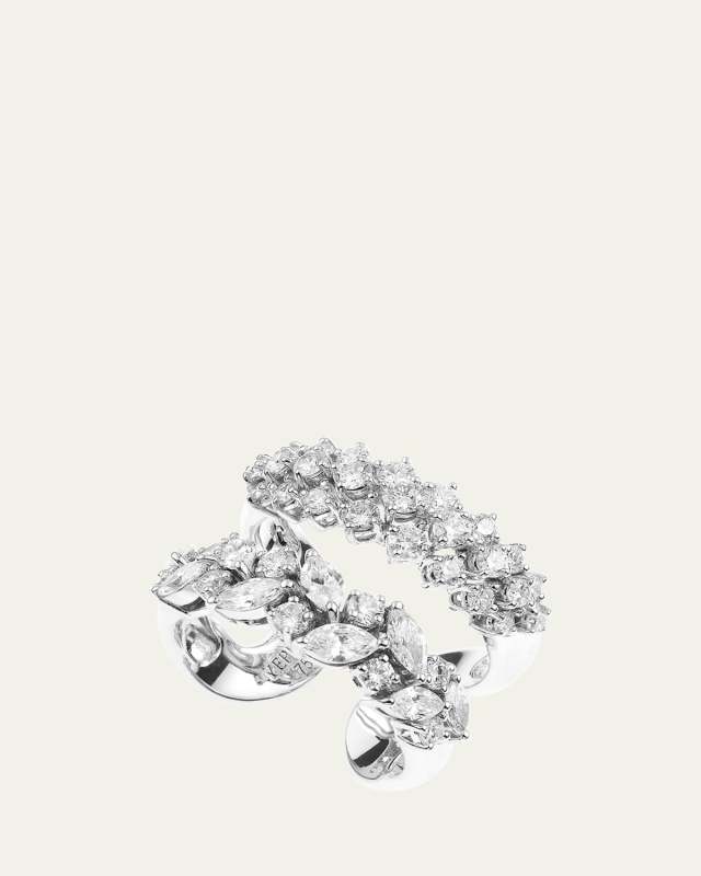 18K White Gold Round and Marquise Diamond Ring